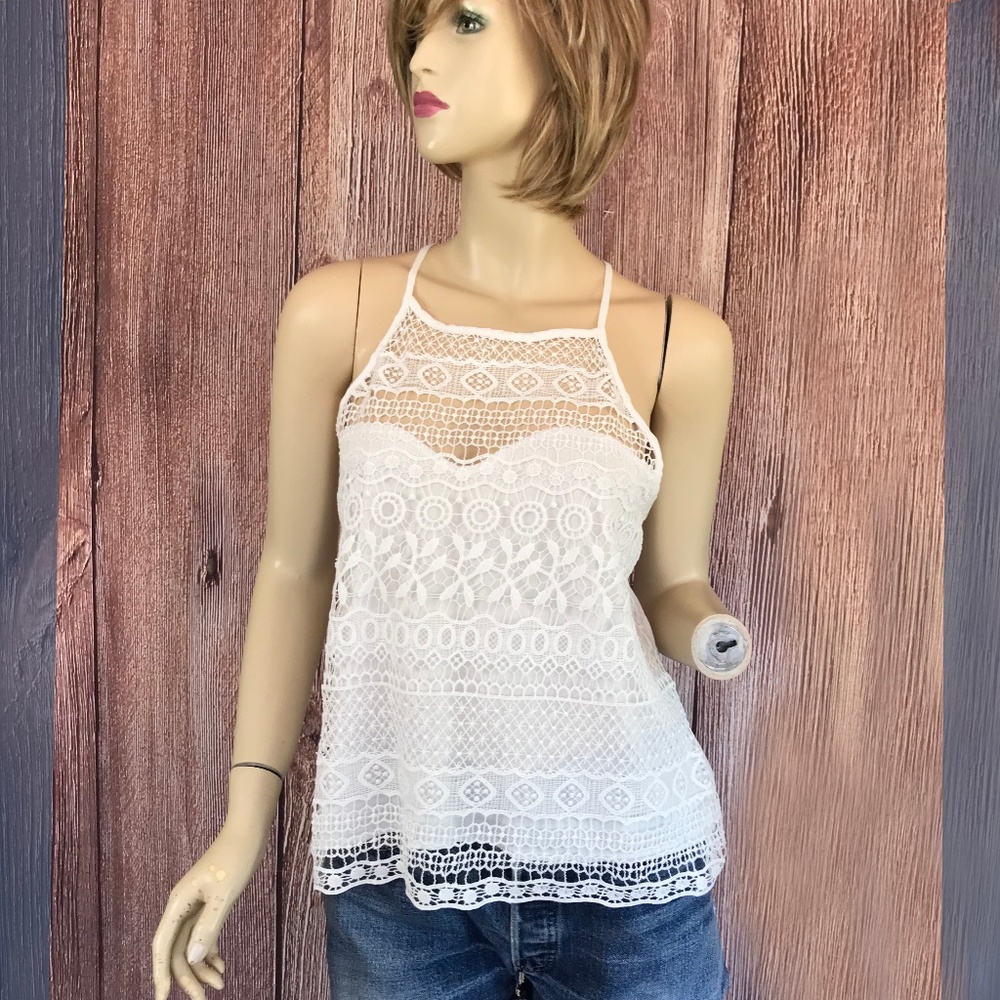 J Gee White Lace Tank Top Medium